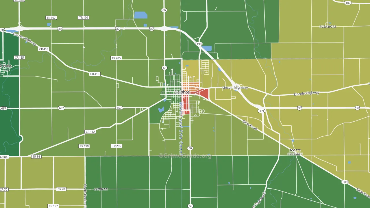 45833, OH Map of Theft Rates