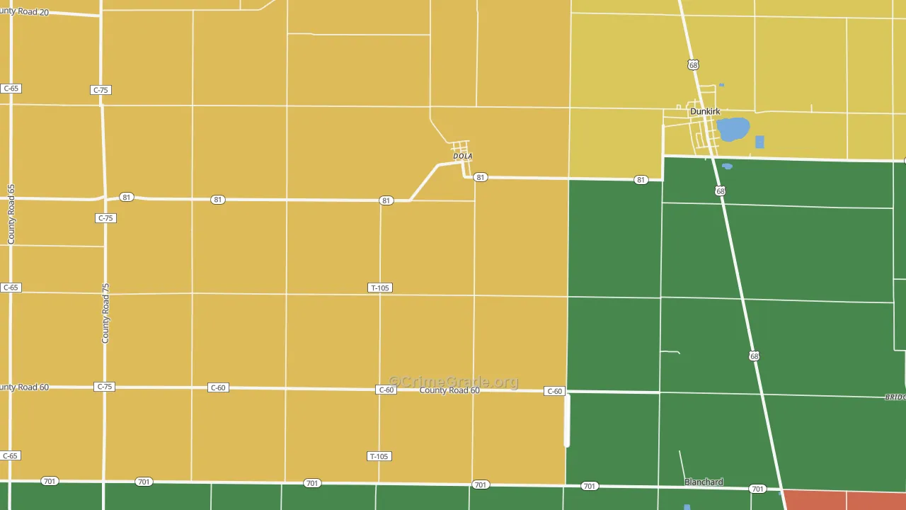 45835, OH Map of Theft Rates
