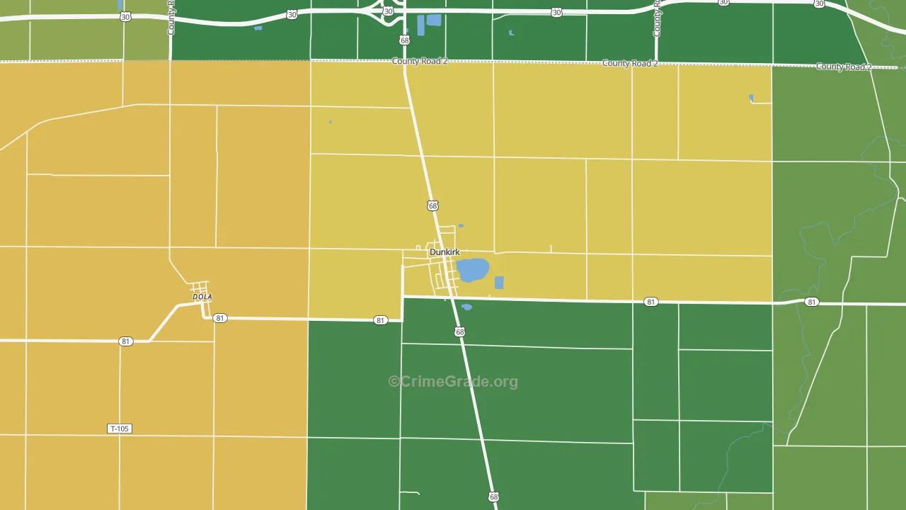 45836, OH Map of Theft Rates