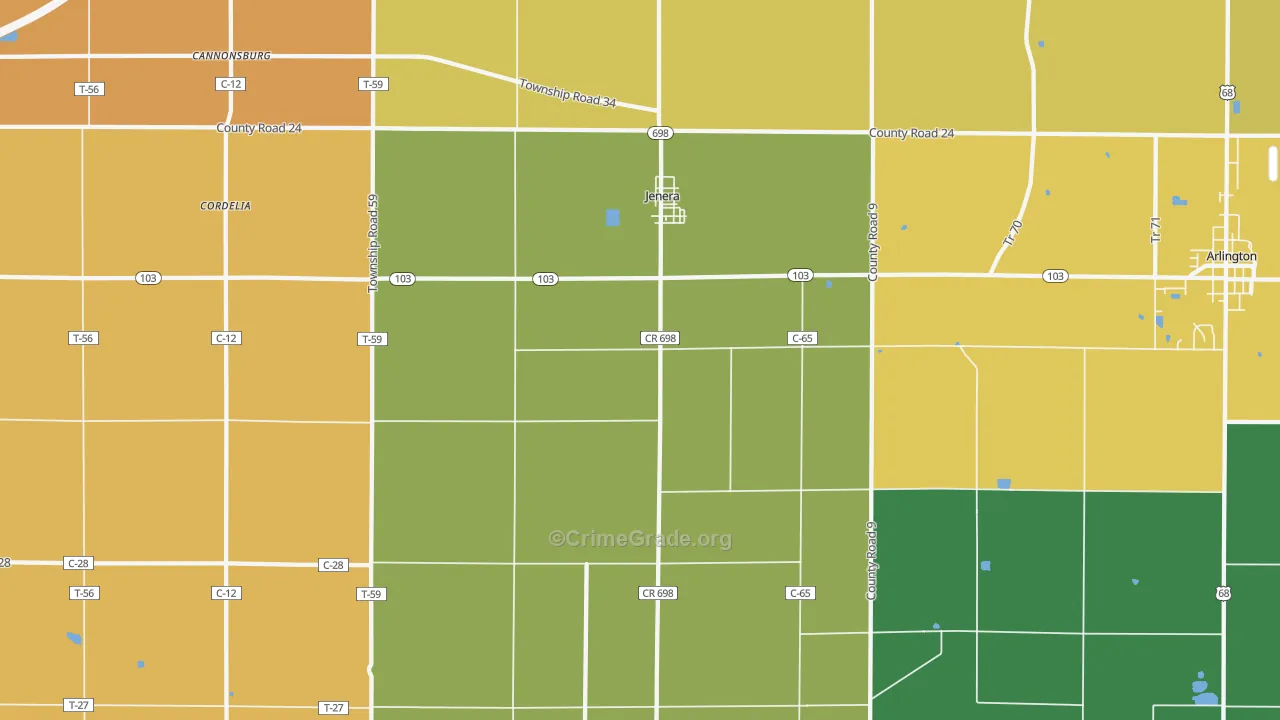 45841, OH Map of Theft Rates