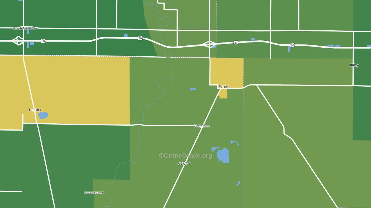 45843, OH Map of Theft Rates