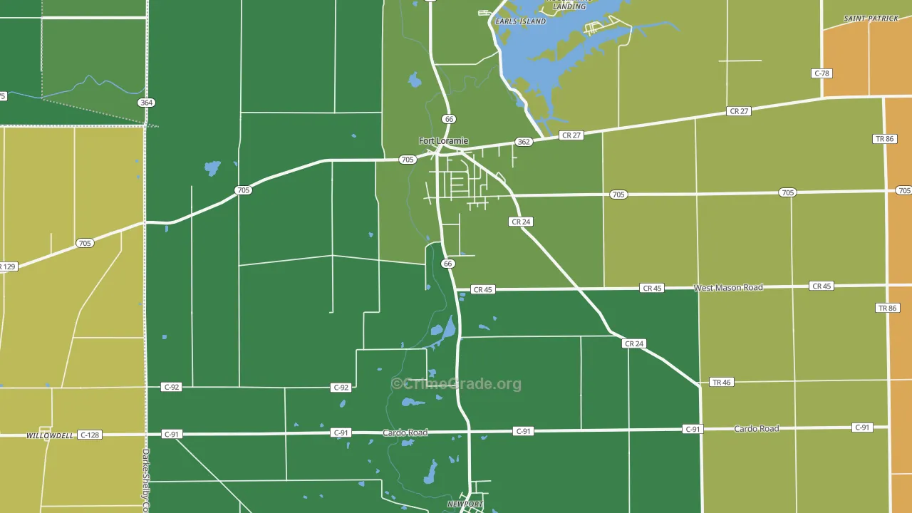 45845, OH Map of Theft Rates