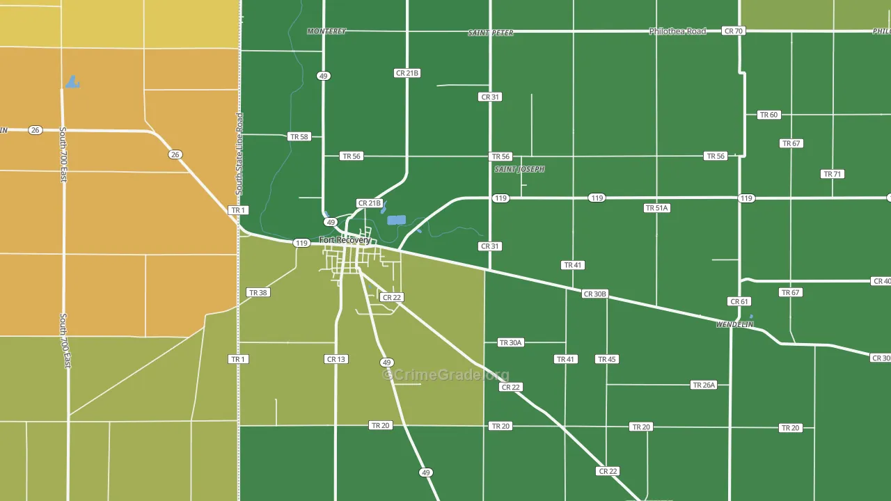 45846, OH Map of Theft Rates