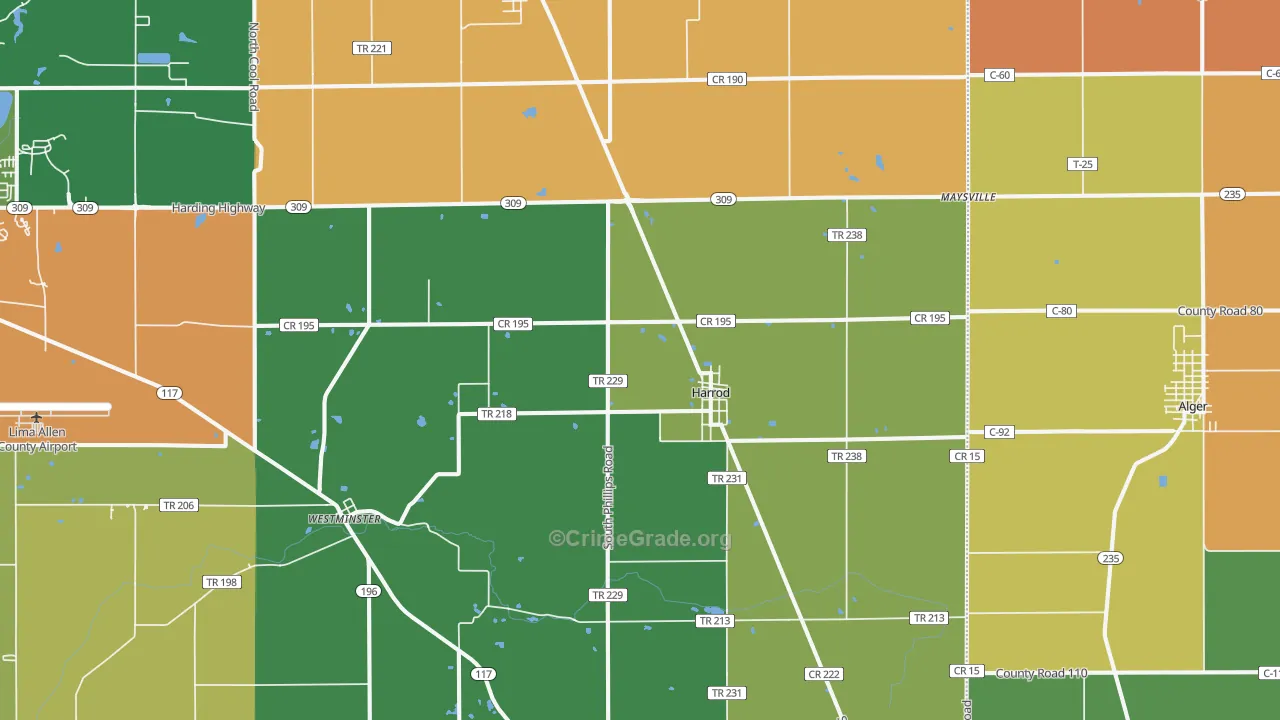 45850, OH Map of Theft Rates