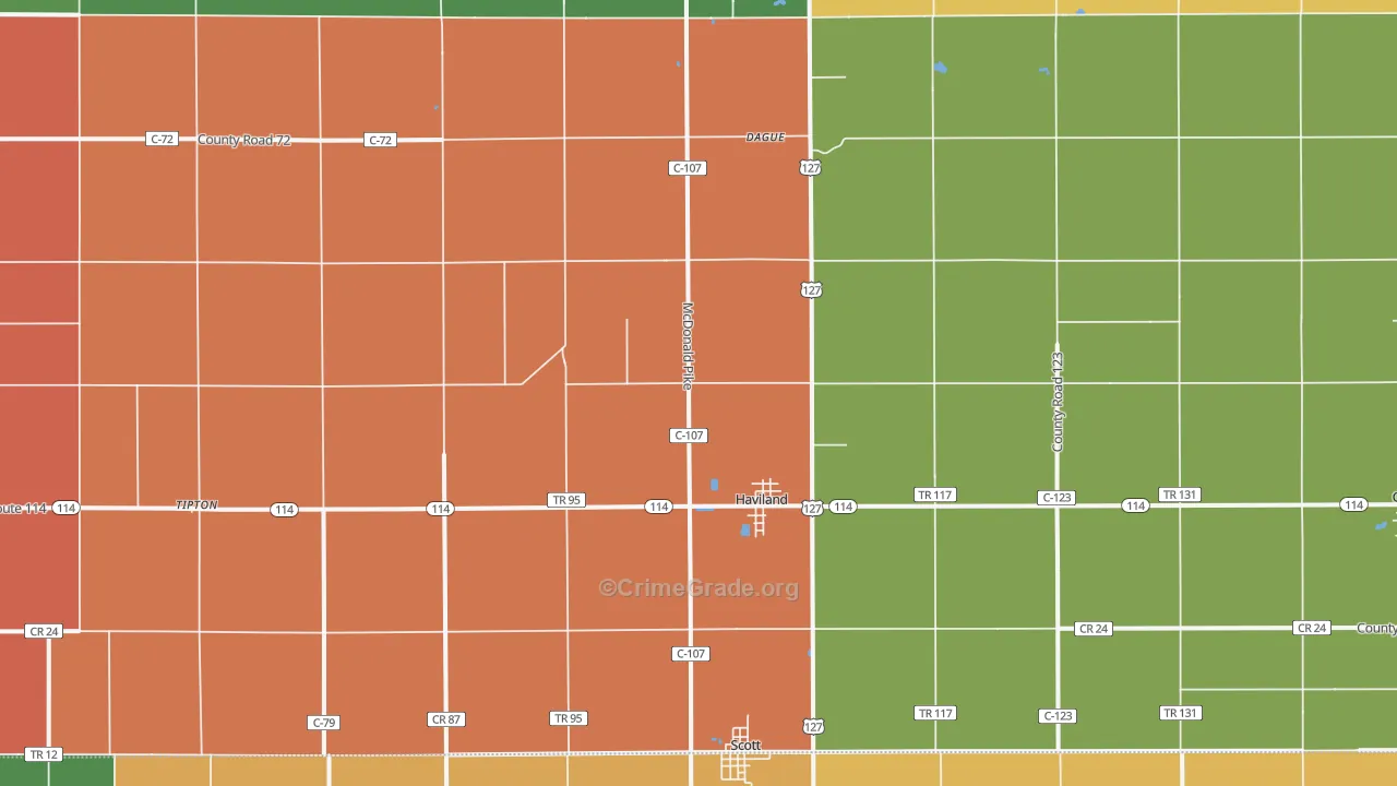 45851, OH Map of Theft Rates