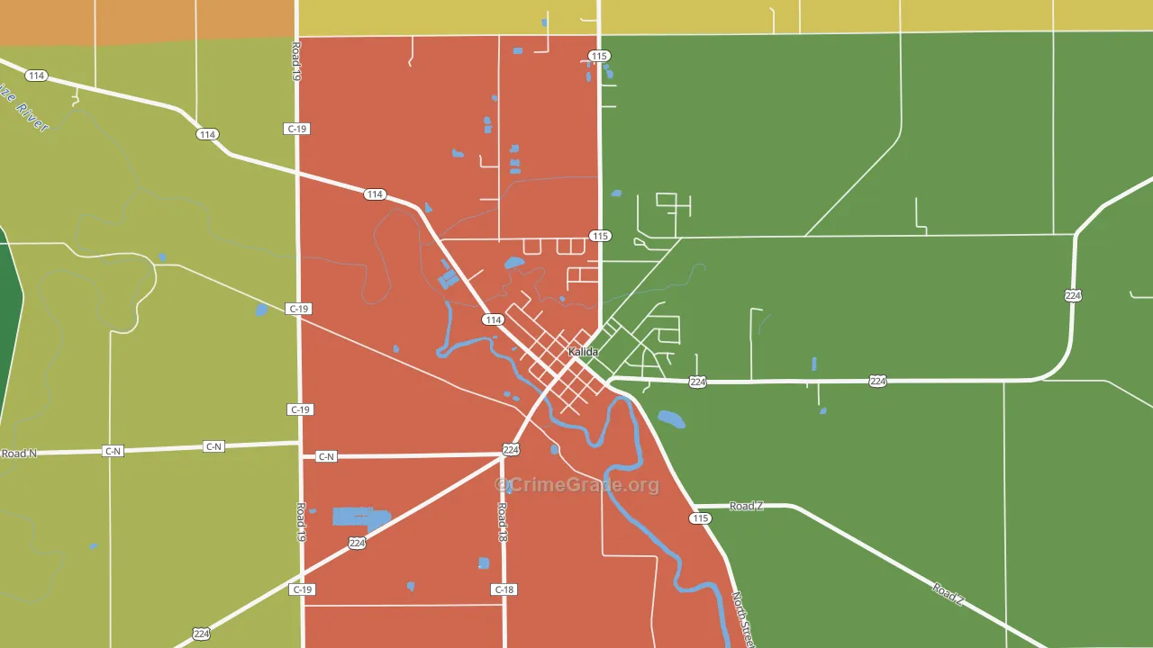 45853, OH Map of Theft Rates