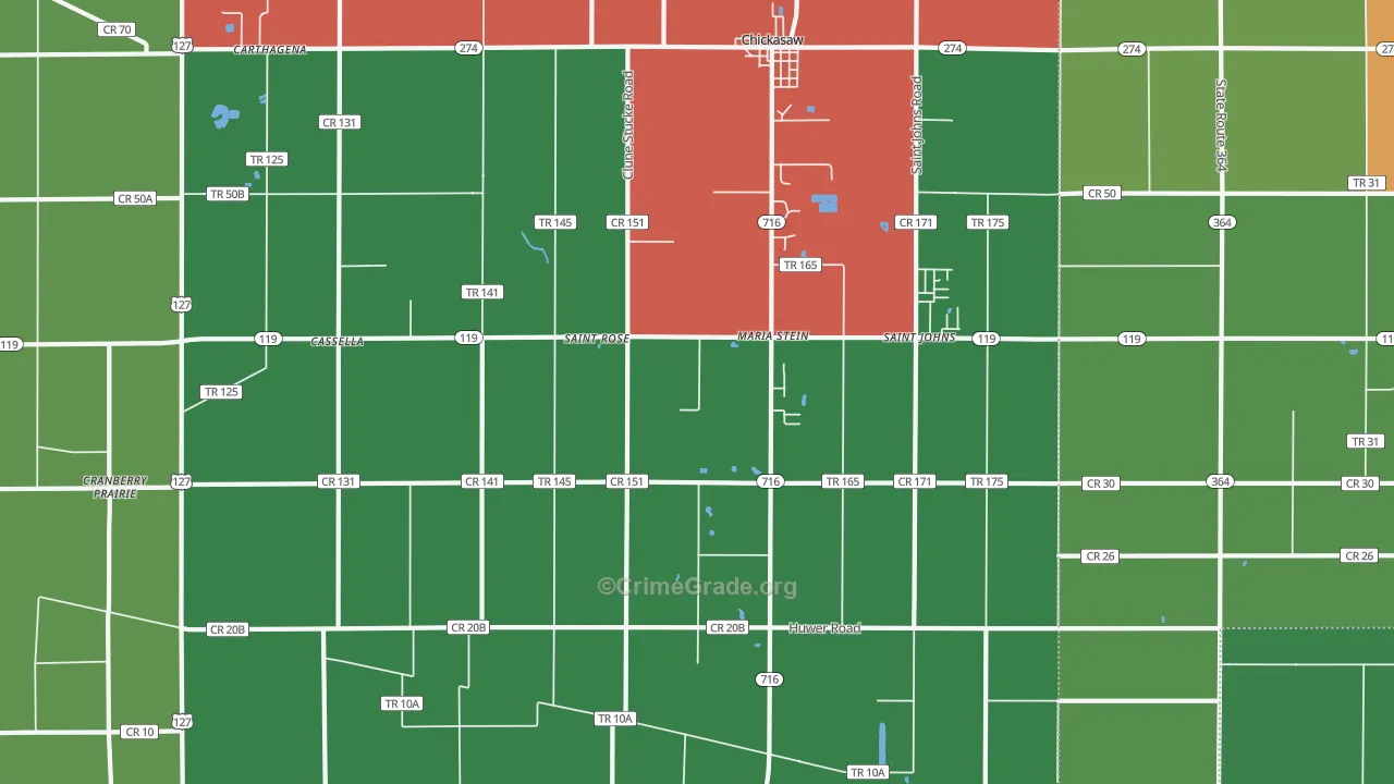 45860, OH Map of Theft Rates