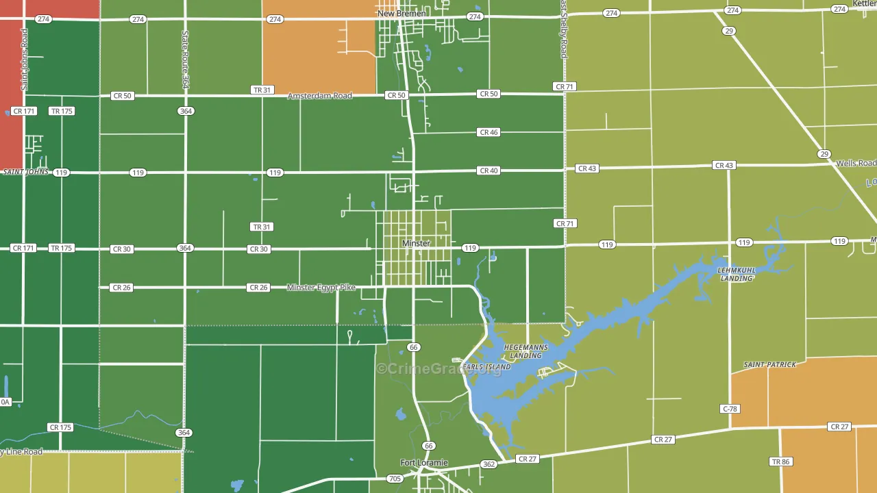 45865, OH Map of Theft Rates
