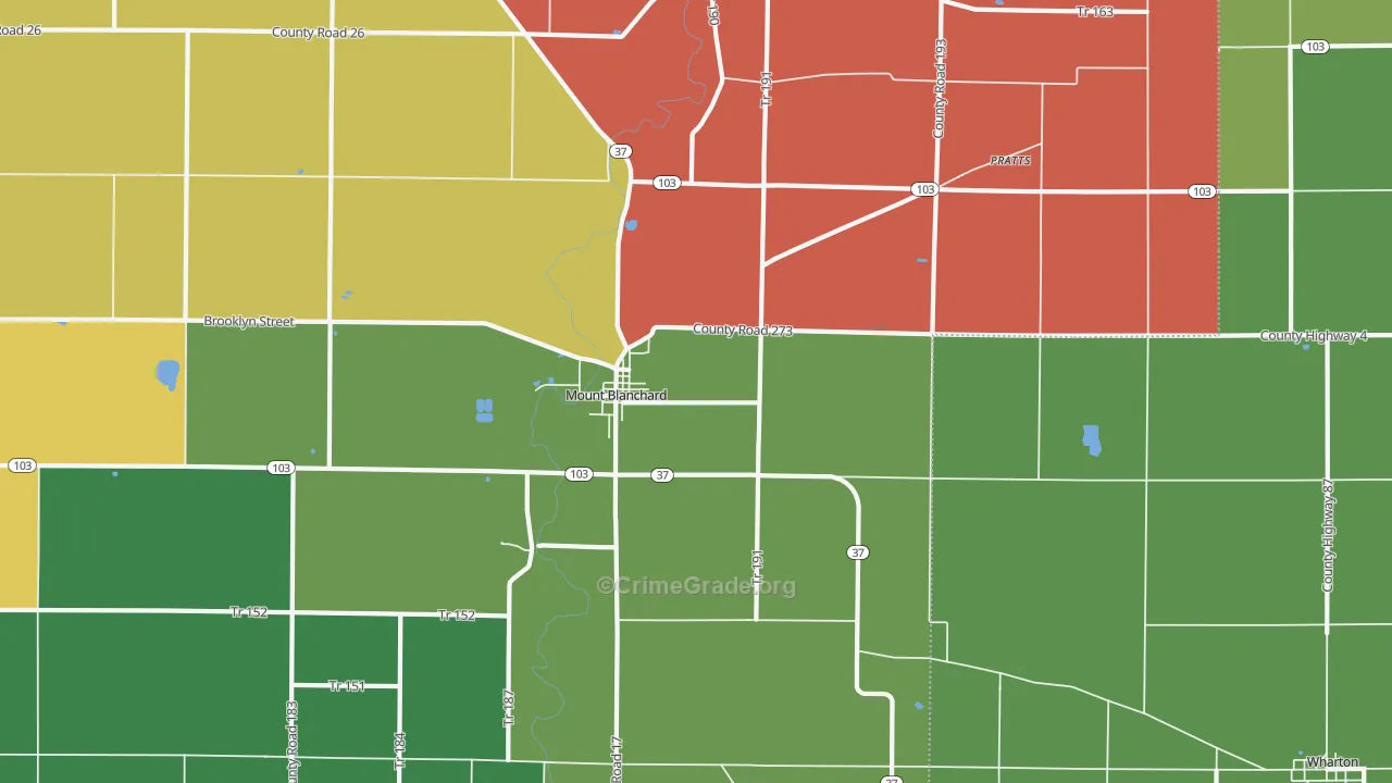 45867, OH Map of Theft Rates