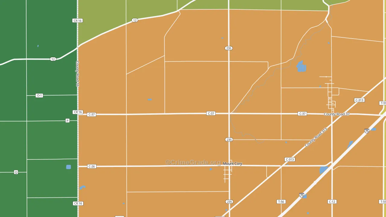45868, OH Map of Theft Rates