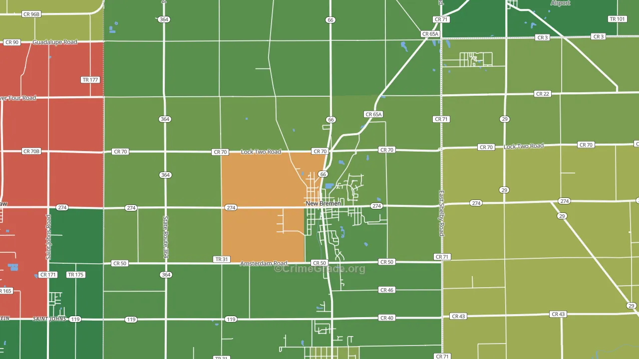 45869, OH Map of Theft Rates
