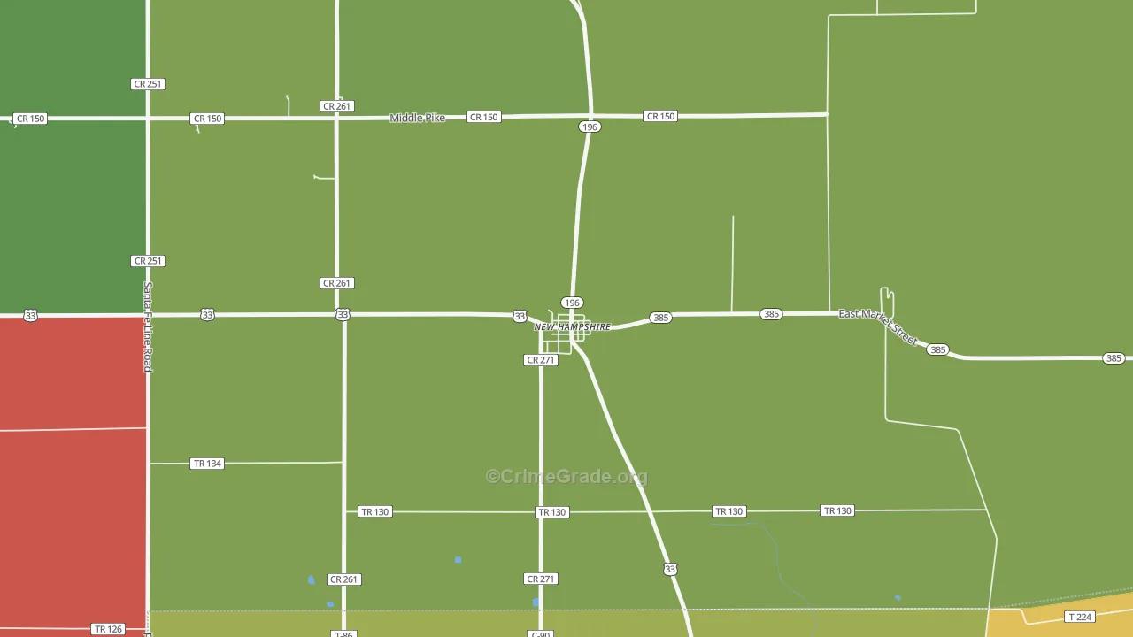 45870, OH Map of Theft Rates