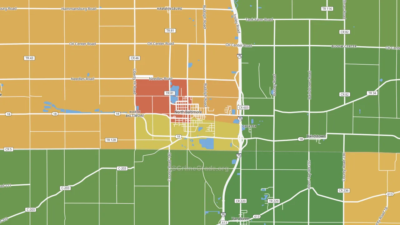 45872, OH Map of Theft Rates
