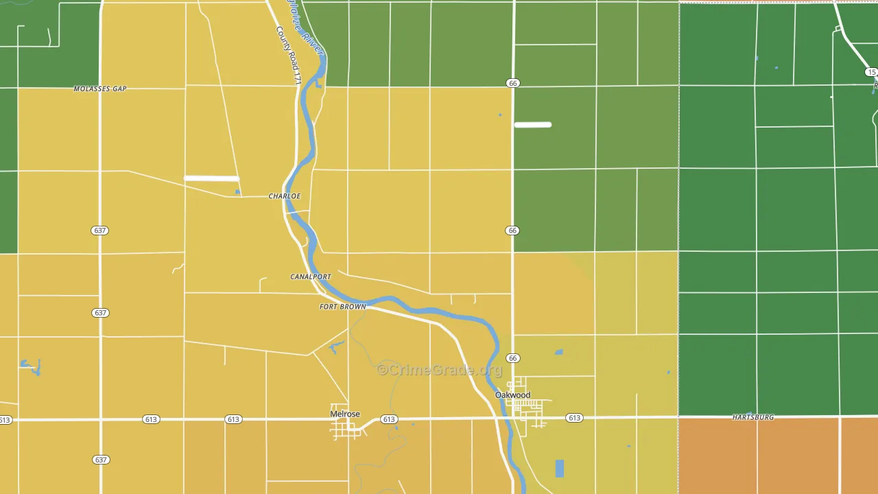 45873, OH Map of Theft Rates