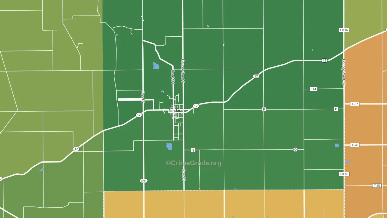 45877, OH Map of Theft Rates