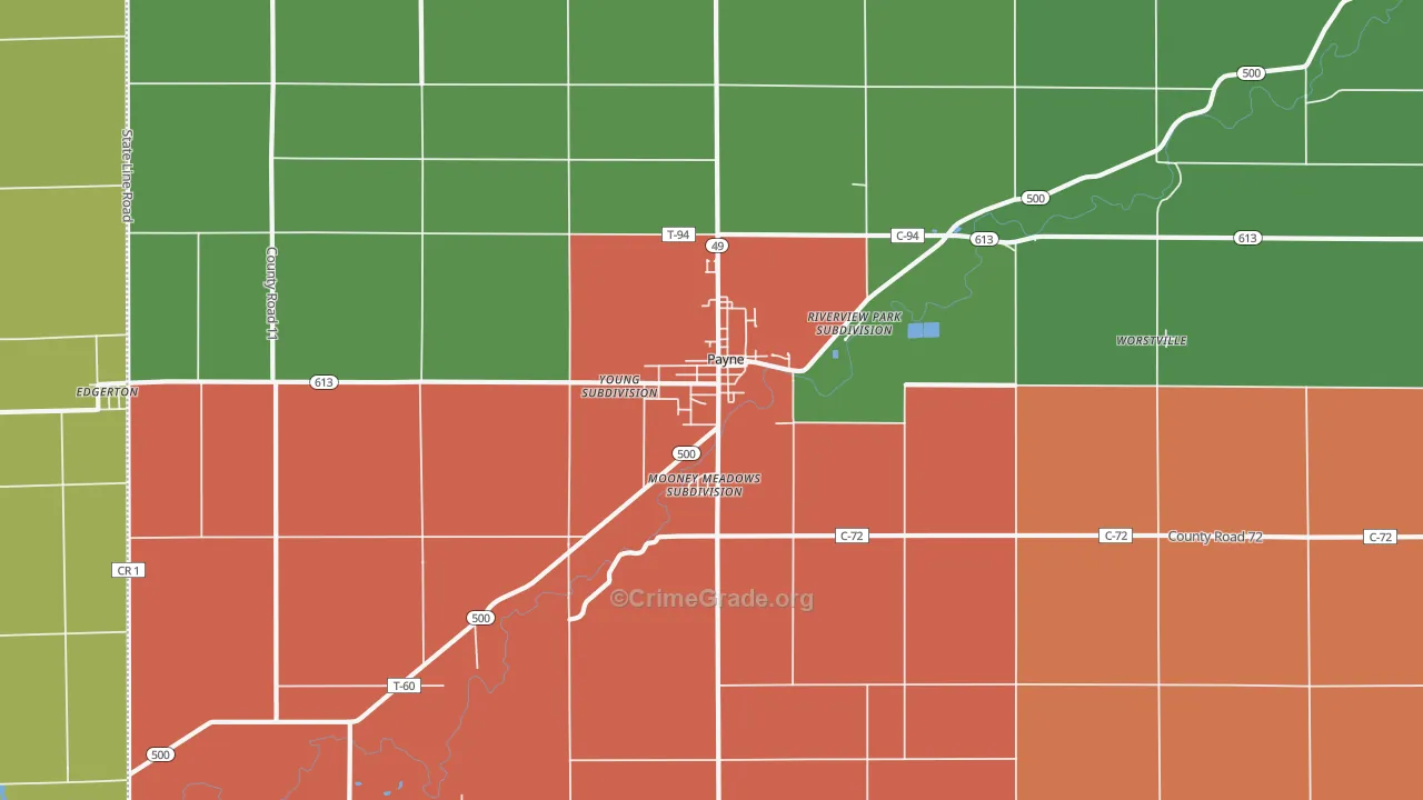 45880, OH Map of Theft Rates