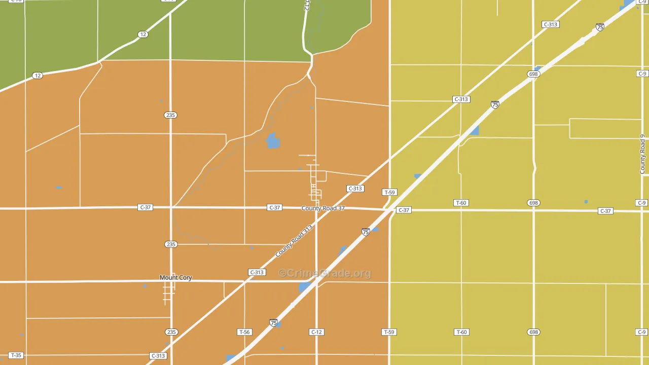 45881, OH Map of Theft Rates