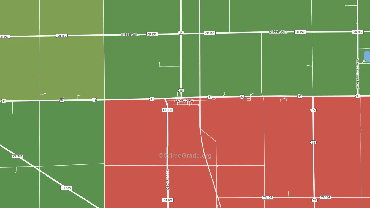 45884, OH Map of Theft Rates