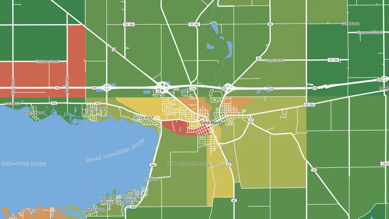 45885, OH Map of Theft Rates