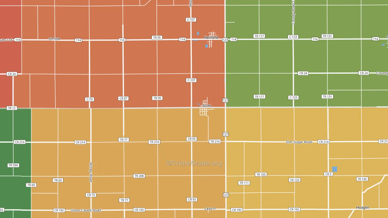 45886, OH Map of Theft Rates