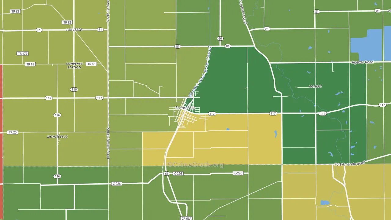45887, OH Map of Theft Rates