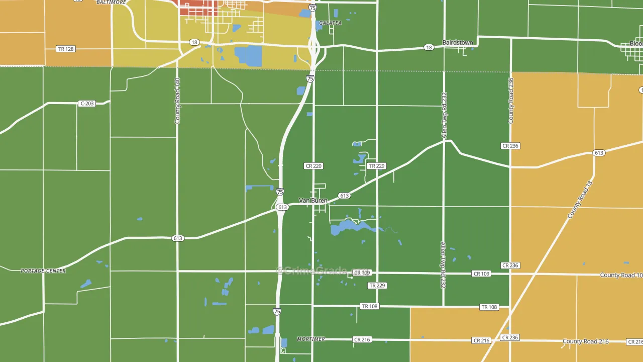45889, OH Map of Theft Rates