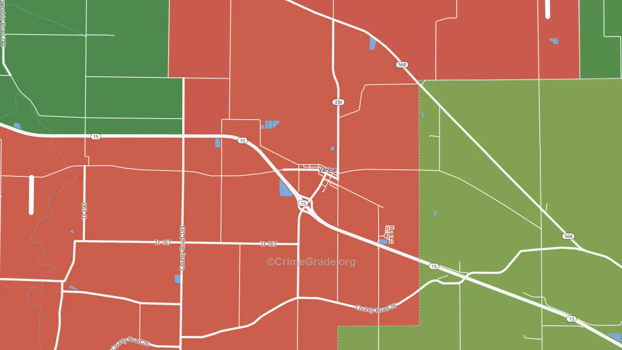 45890, OH Map of Theft Rates