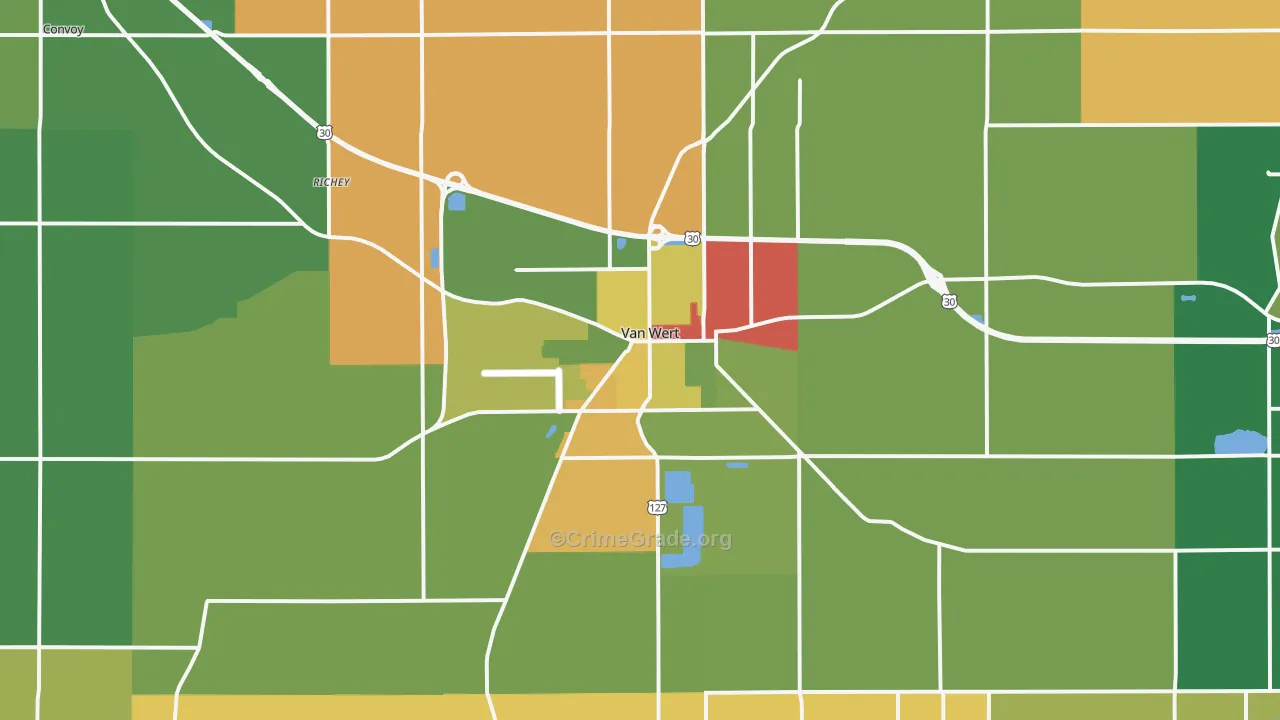 45891, OH Map of Theft Rates