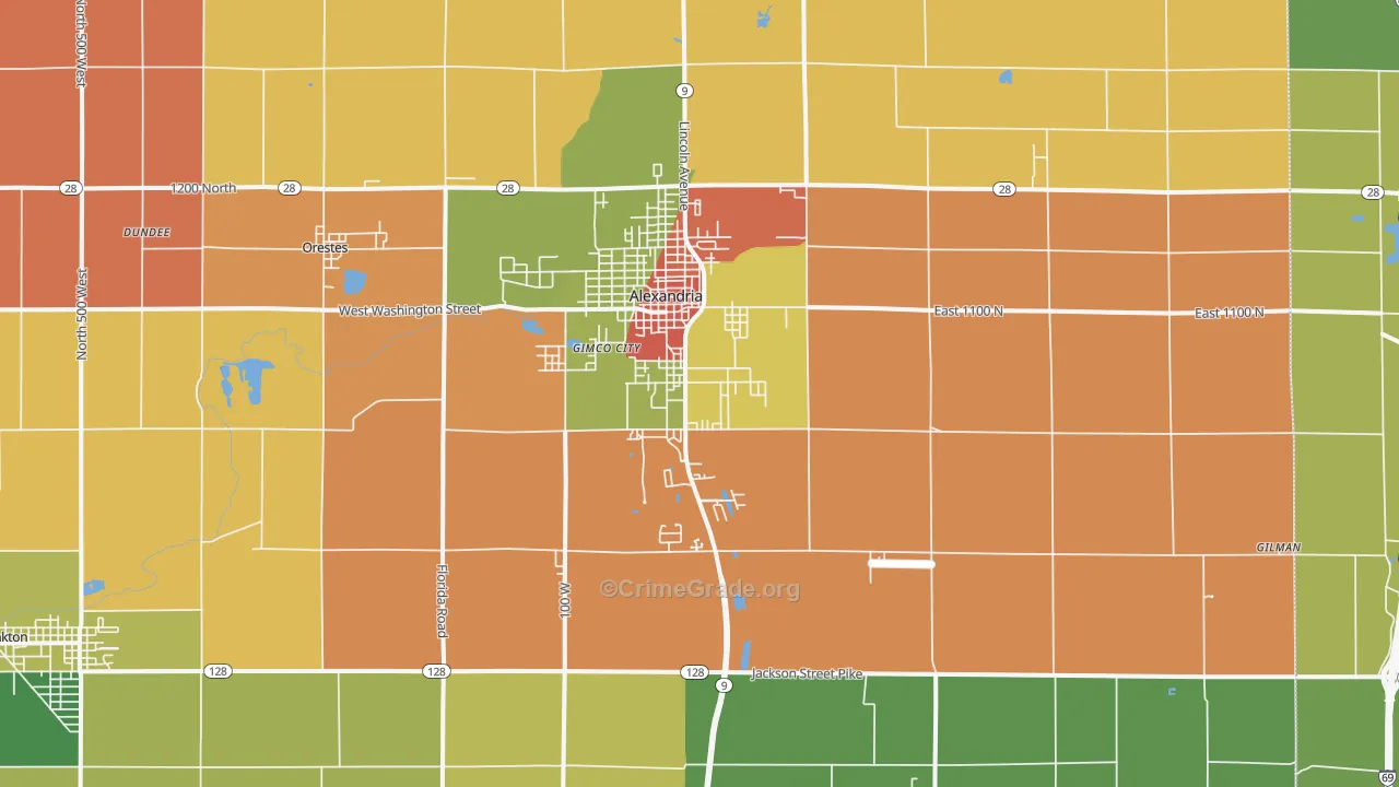 46001, IN Map of Theft Rates