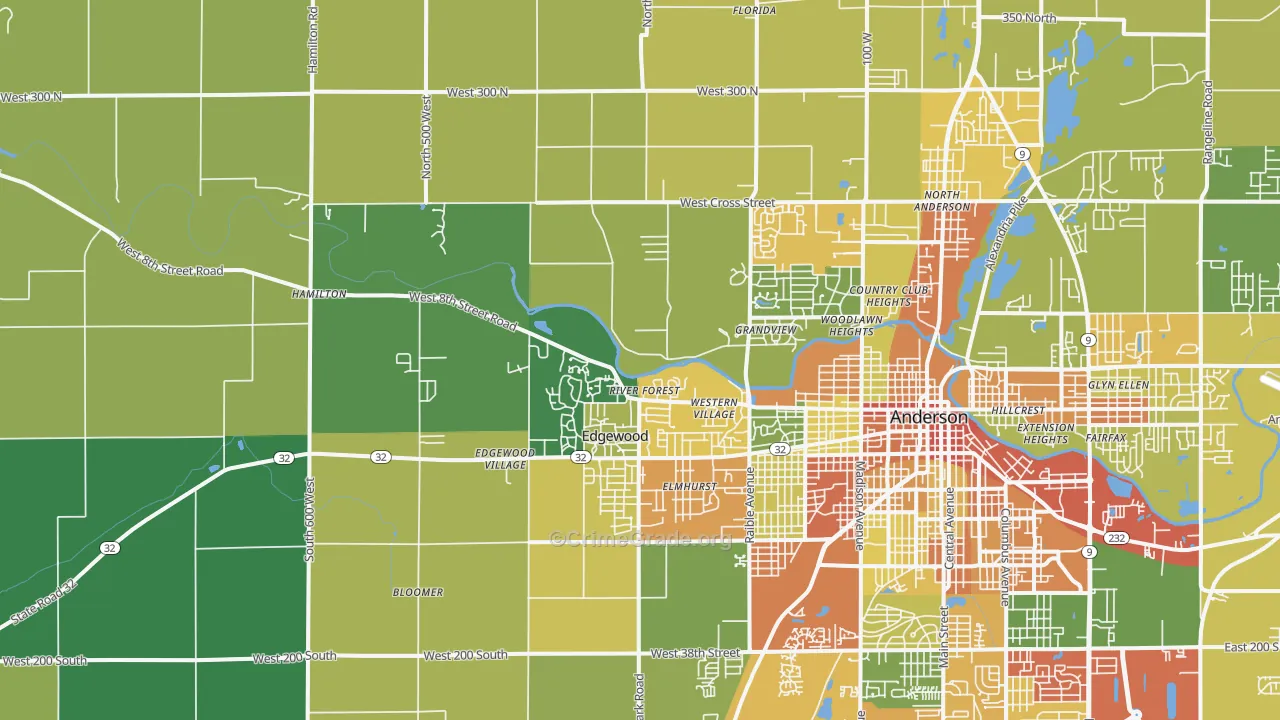 46011, IN Map of Theft Rates