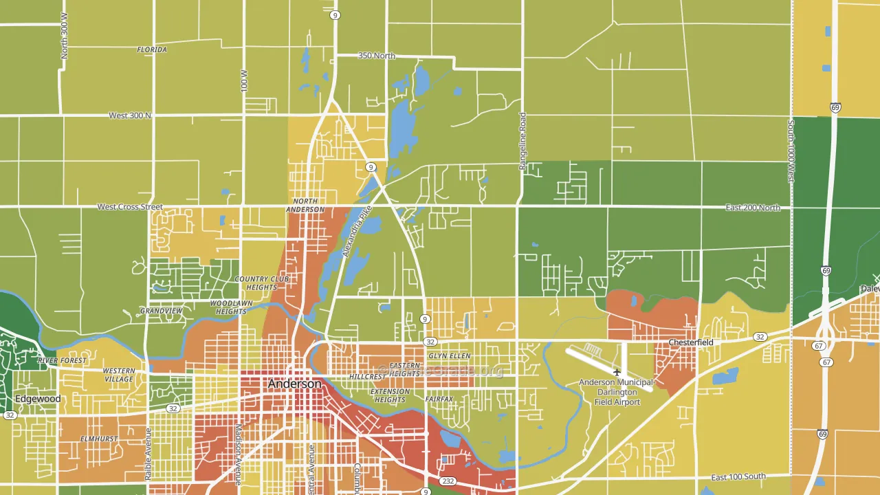 46012, IN Map of Theft Rates