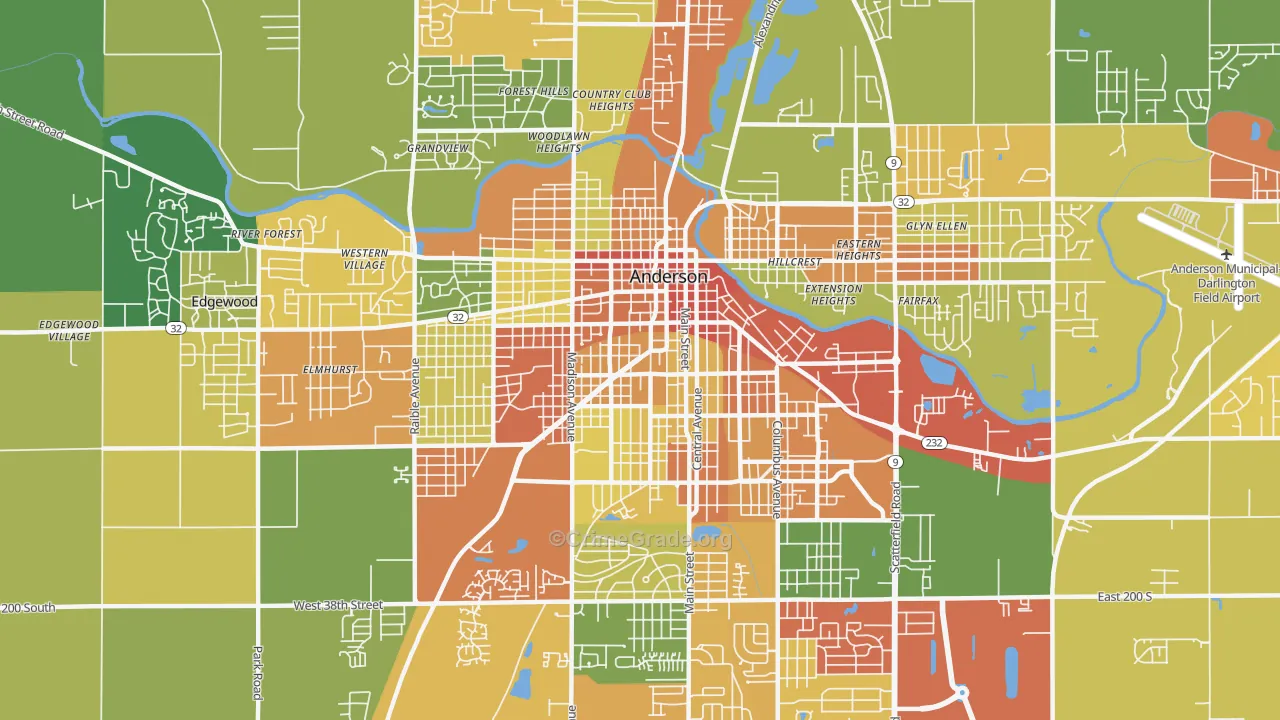 46016, IN Map of Theft Rates