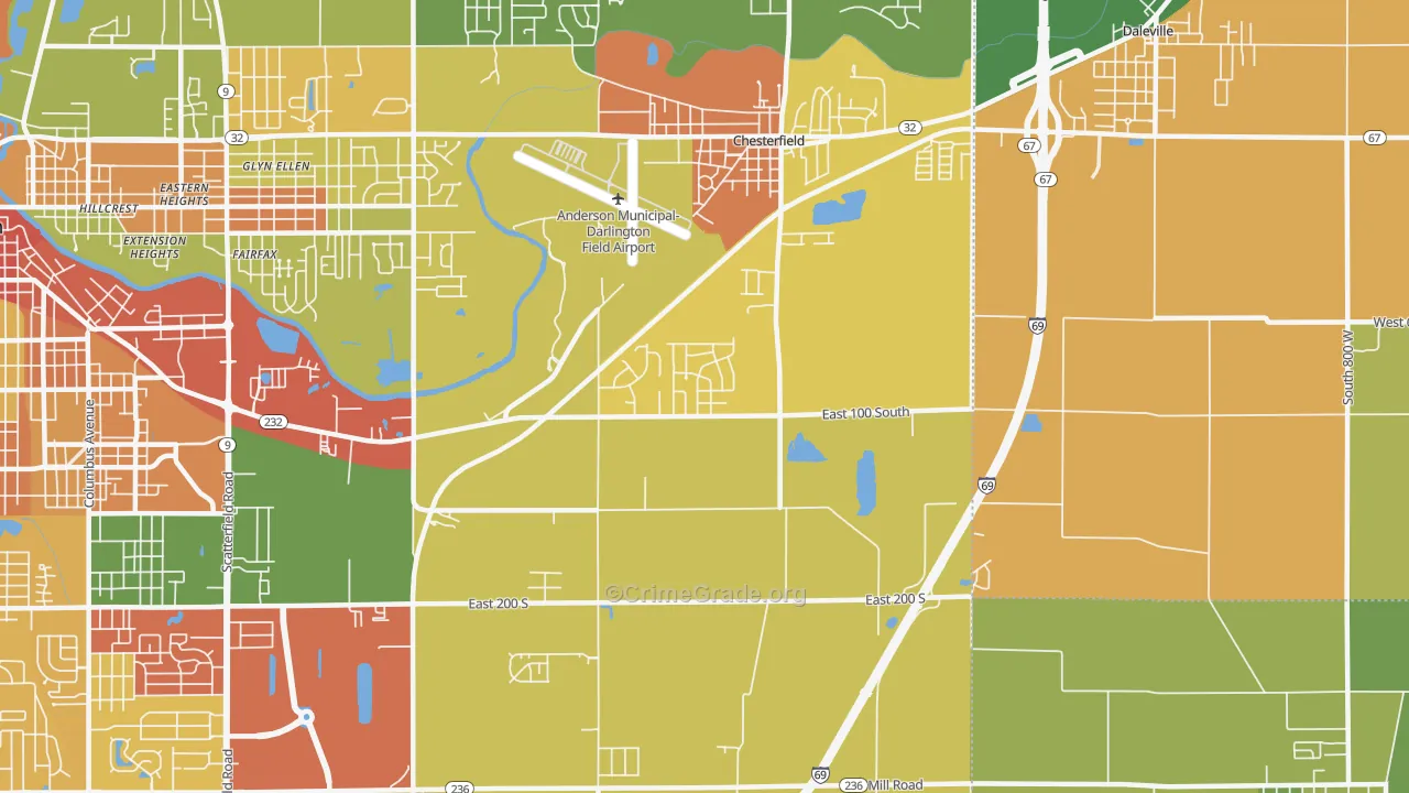 46017, IN Map of Theft Rates