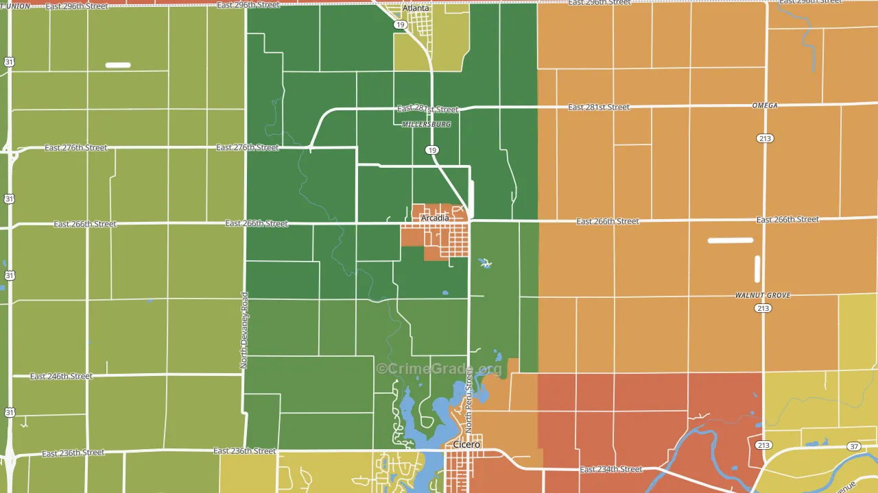 46030, IN Map of Theft Rates
