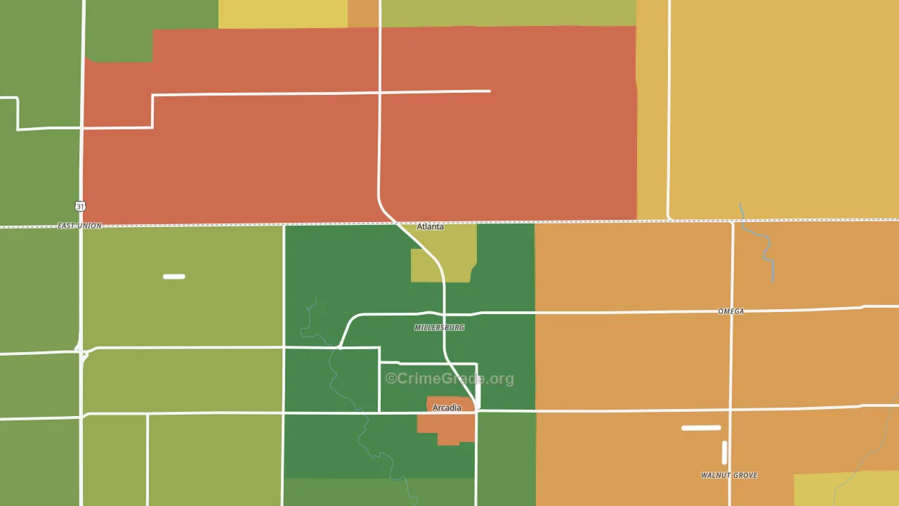 46031, IN Map of Theft Rates