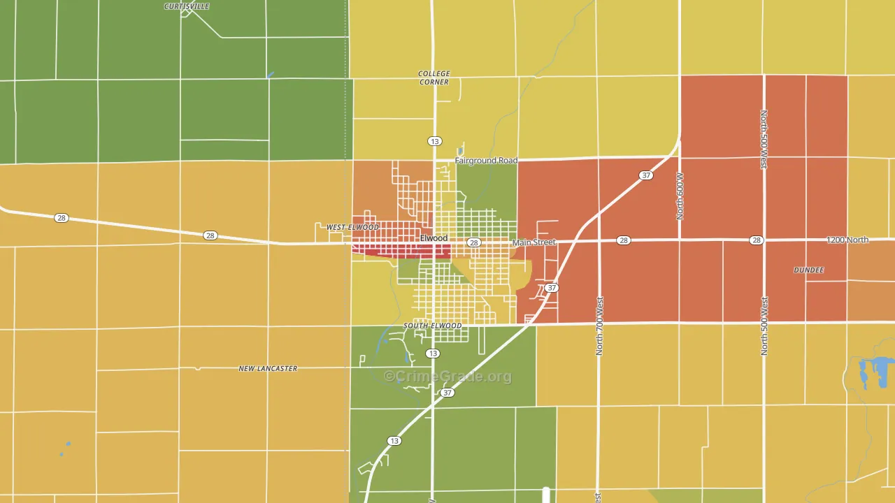 46036, IN Map of Theft Rates