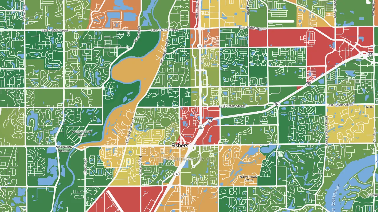 46038, IN Map of Theft Rates