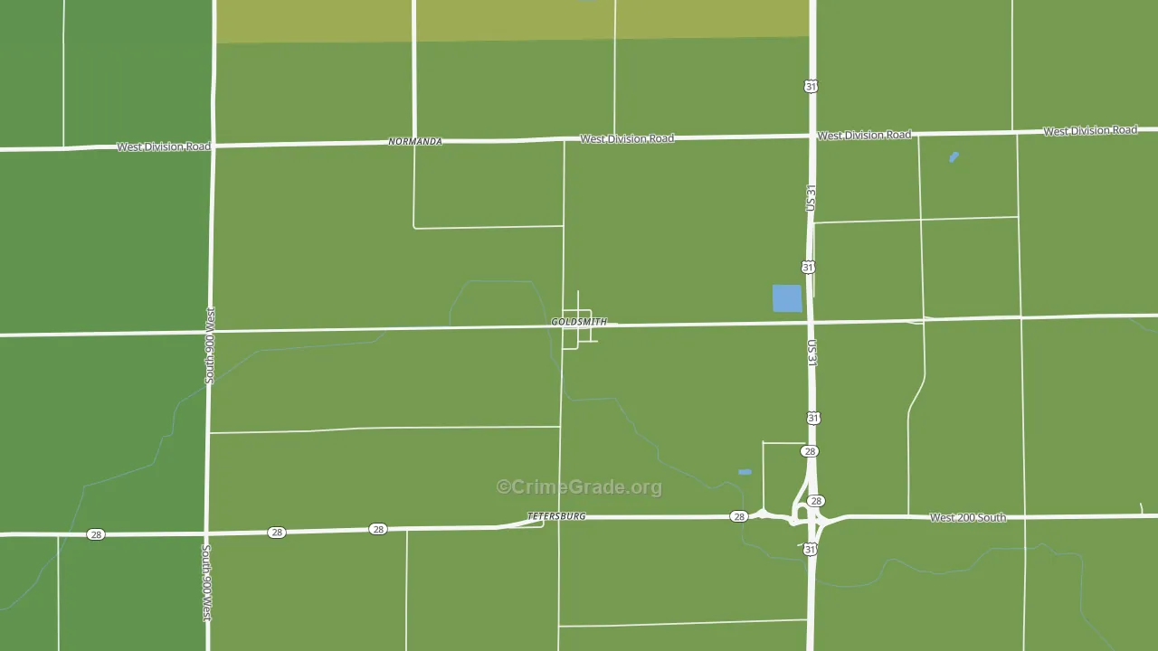 46045, IN Map of Theft Rates