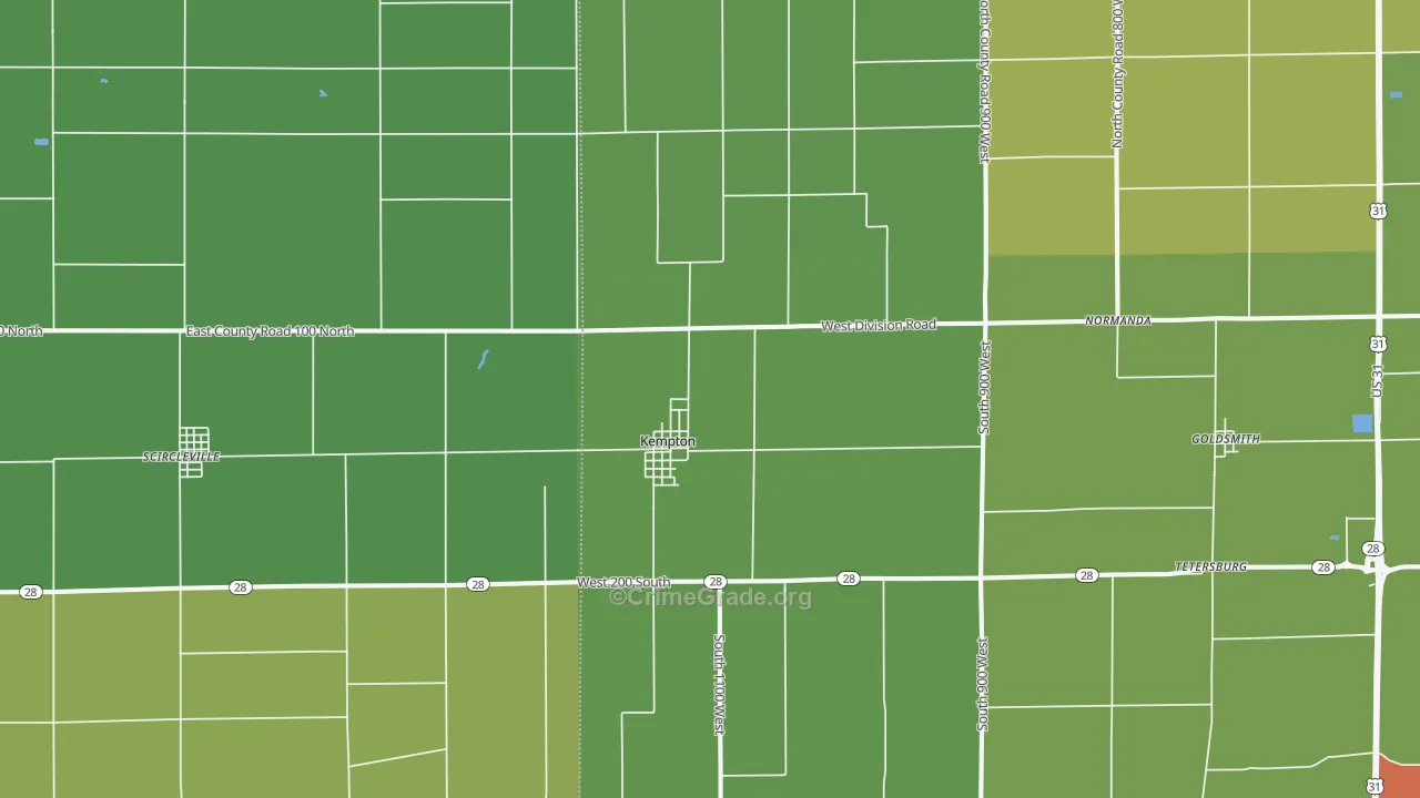 46049, IN Map of Theft Rates