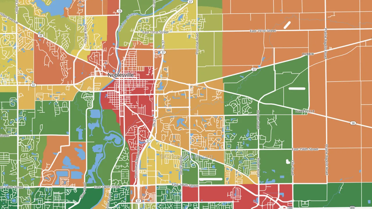46060, IN Map of Theft Rates