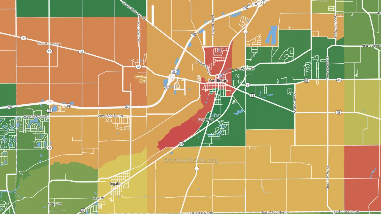 46064, IN Map of Theft Rates