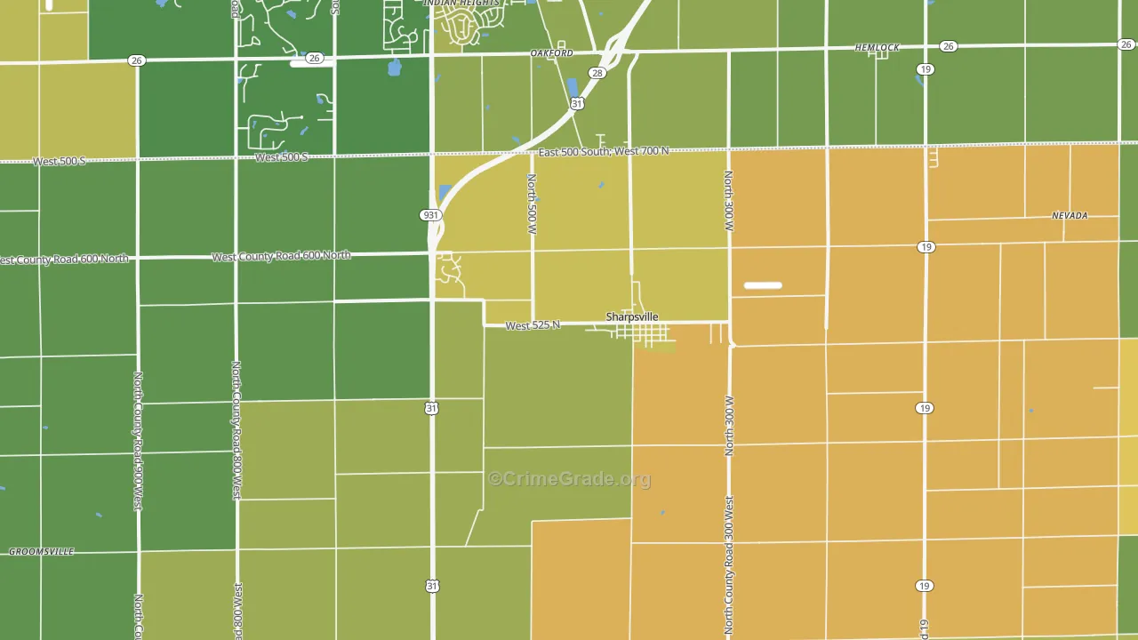 46068, IN Map of Theft Rates