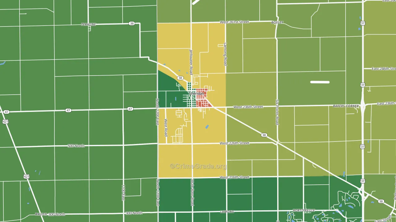 46069, IN Map of Theft Rates