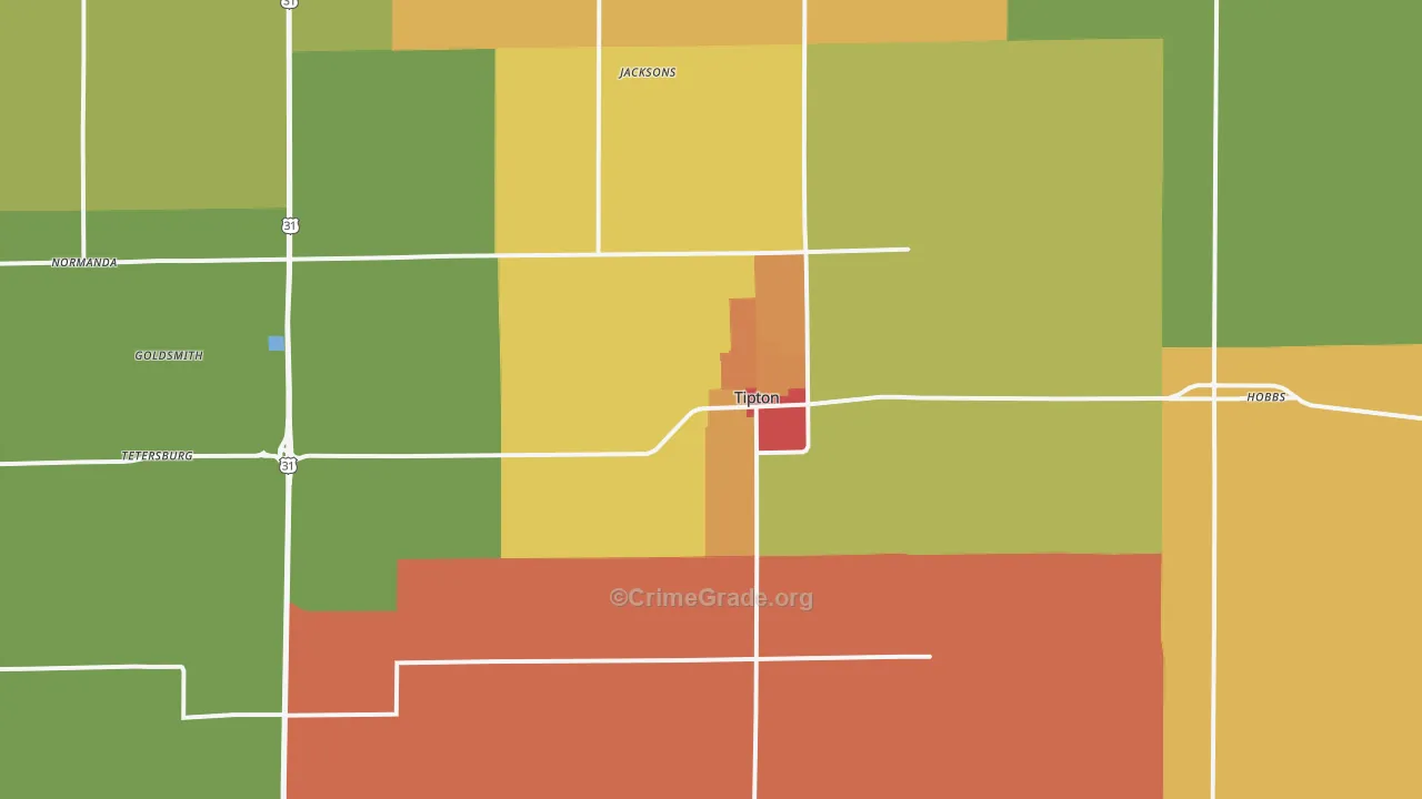 46072, IN Map of Theft Rates