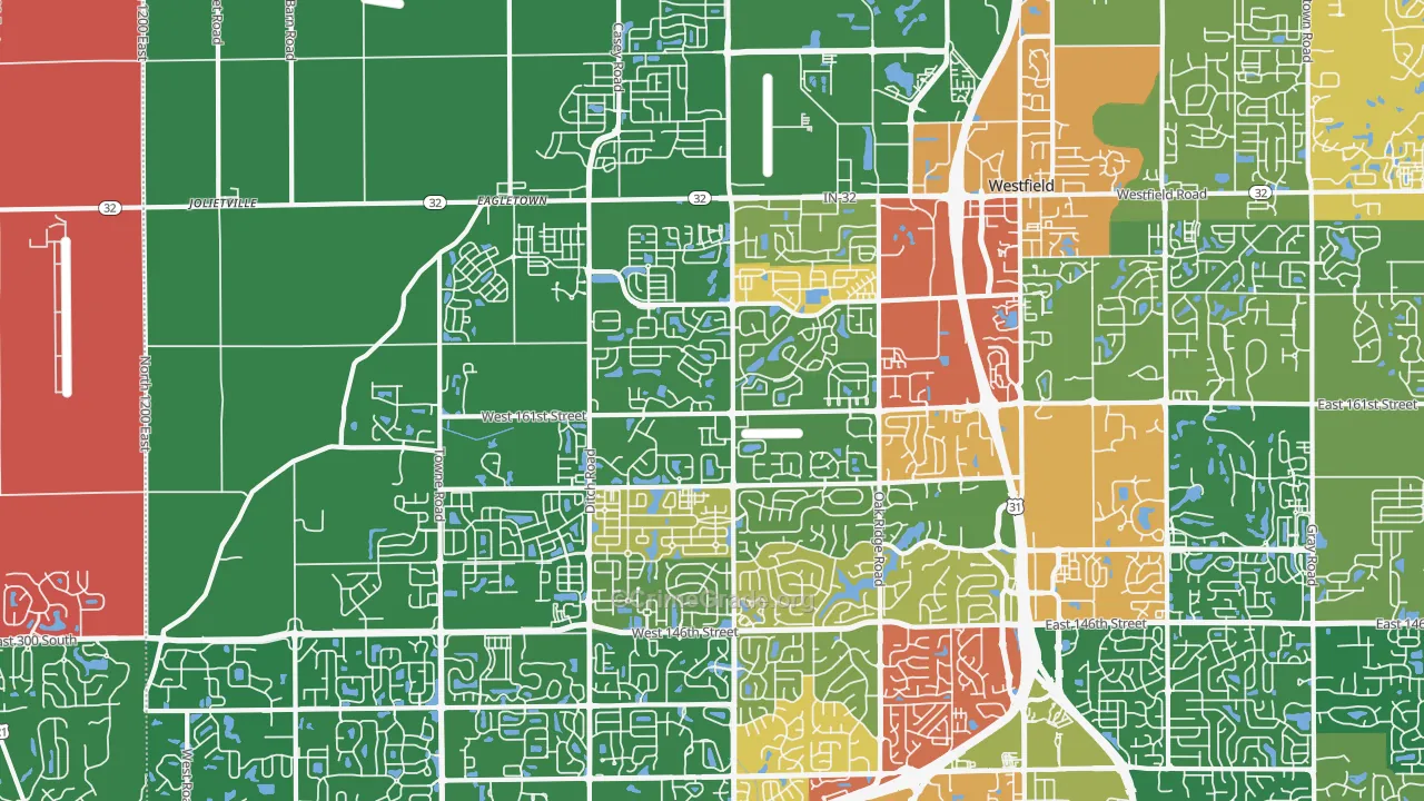 46074, IN Map of Theft Rates