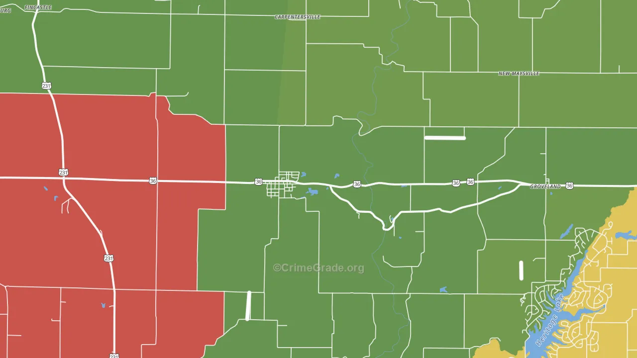 46105, IN Map of Theft Rates