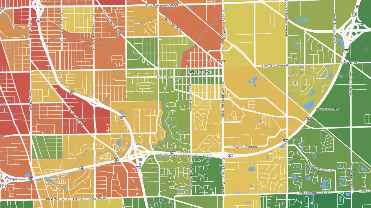 46107, IN Map of Theft Rates