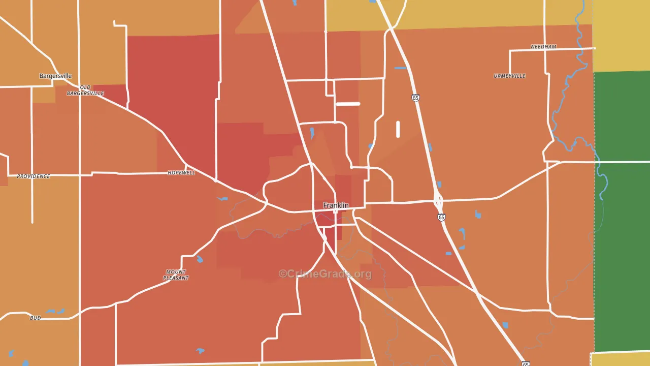 46131, IN Map of Theft Rates