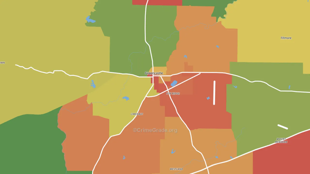 46135, IN Map of Theft Rates