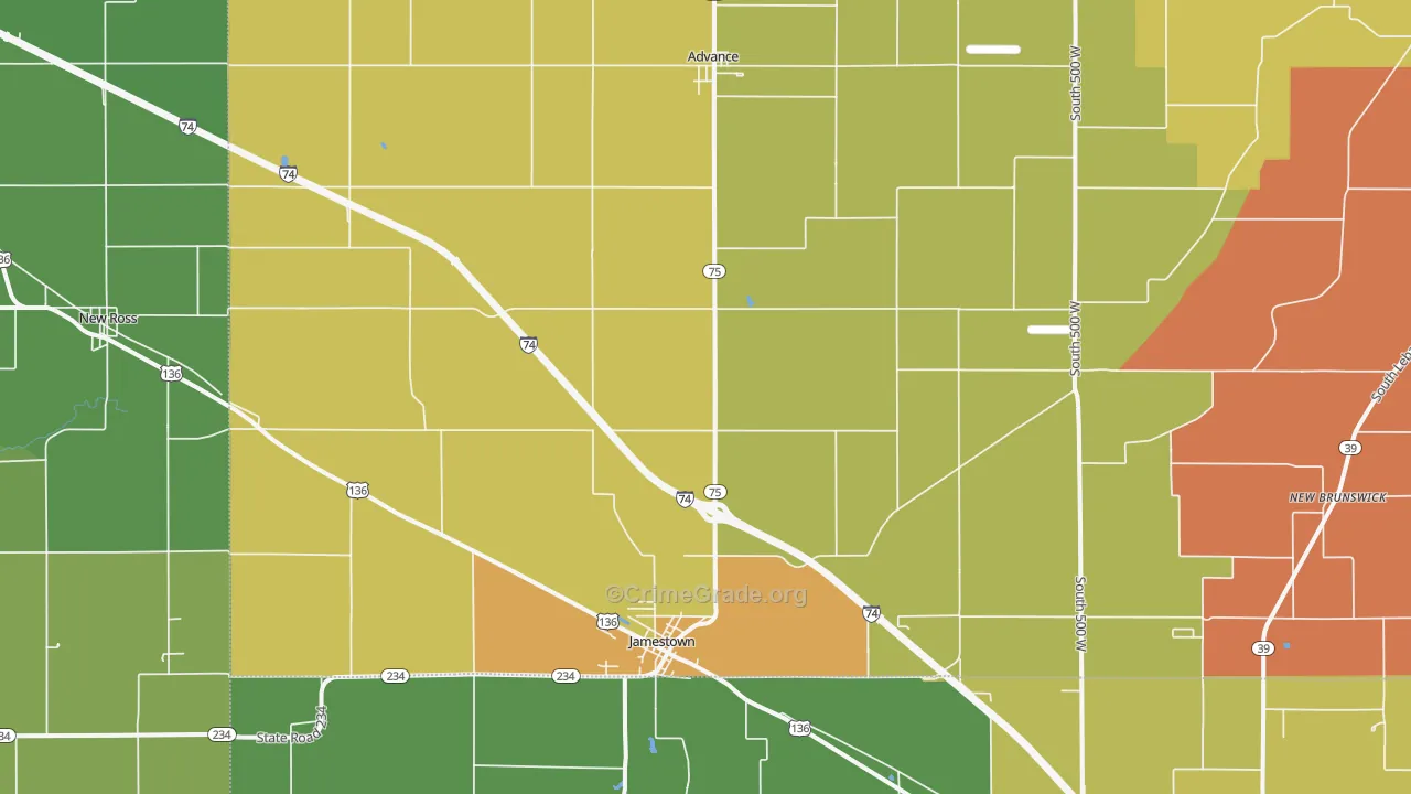 46147, IN Map of Theft Rates